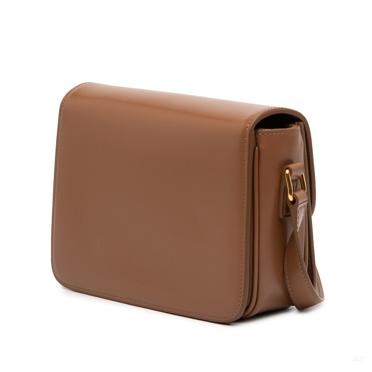 Second hand Céline Triomphe Teen Shiny Calfskin Leather Flap Crossbody Brown - Tabita Bags