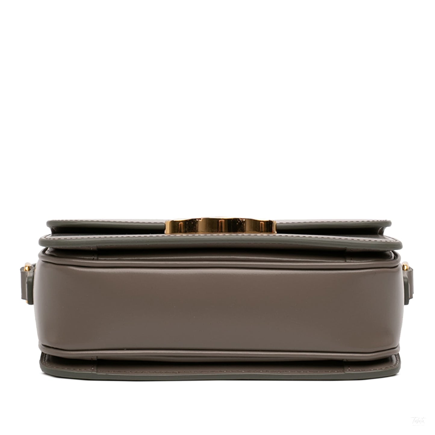 Second hand Céline Triomphe Teen Shiny Calfskin Leather Flap Crossbody Brown - Tabita Bags