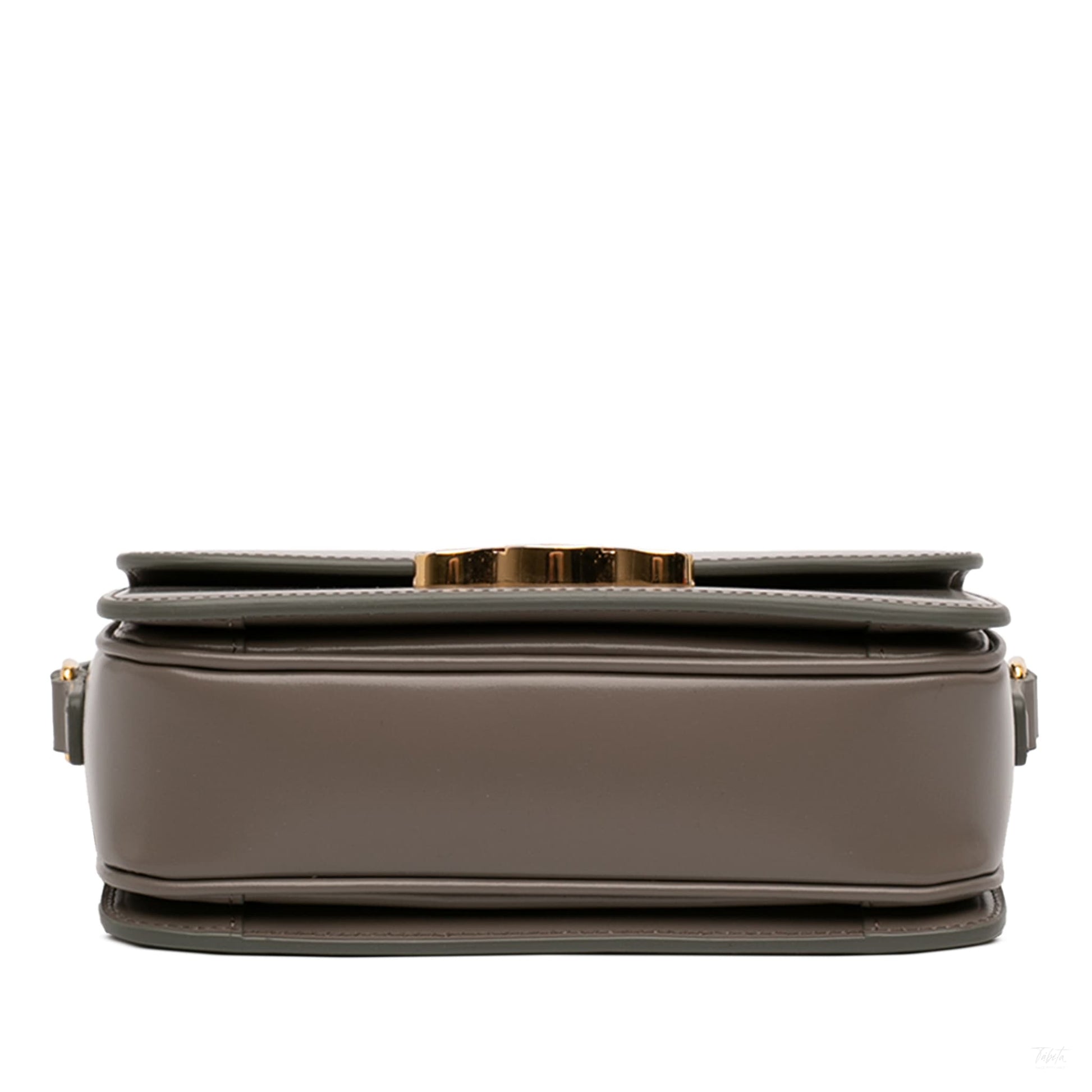 Second hand Céline Triomphe Teen Shiny Calfskin Leather Flap Crossbody Brown - Tabita Bags