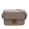 Second hand Céline Triomphe Teen Shiny Calfskin Leather Flap Crossbody Brown - Tabita Bags