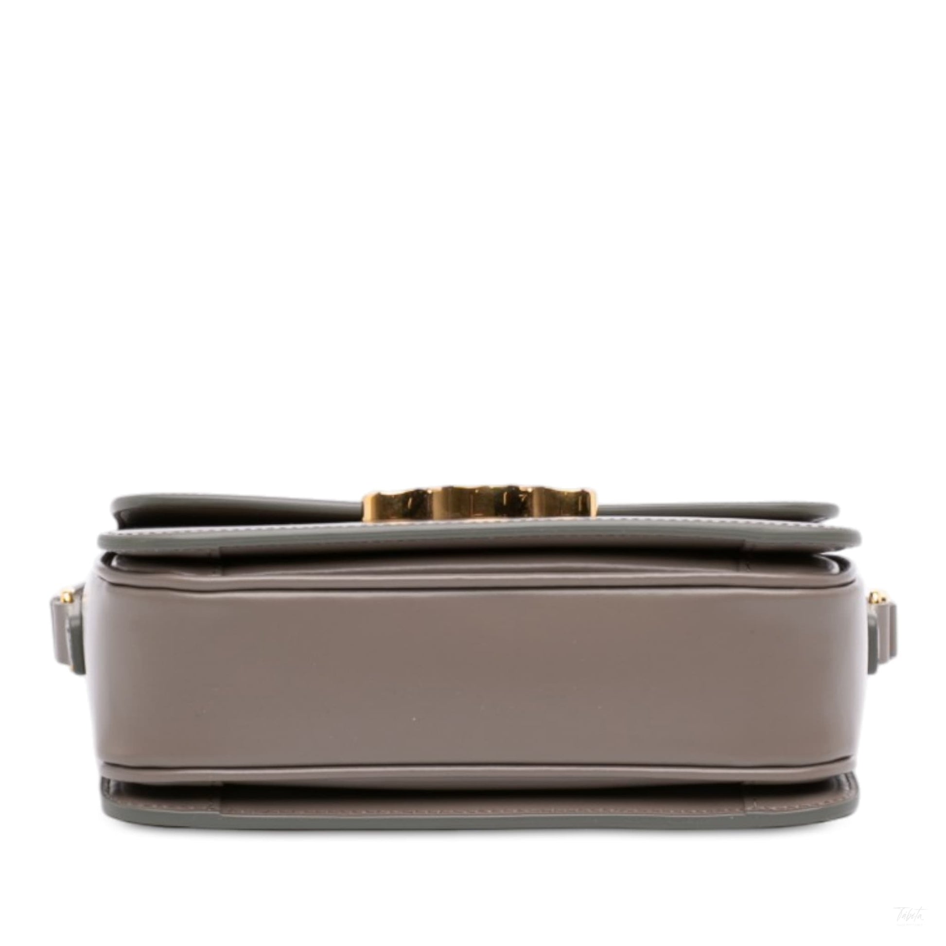 Second hand Céline Triomphe Teen Shiny Calfskin Leather Flap Crossbody Brown - Tabita Bags