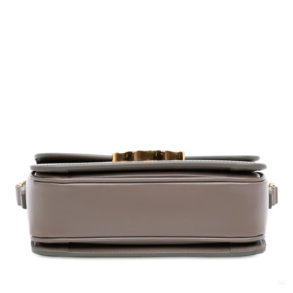 Second hand Céline Triomphe Teen Shiny Calfskin Leather Flap Crossbody Brown - Tabita Bags
