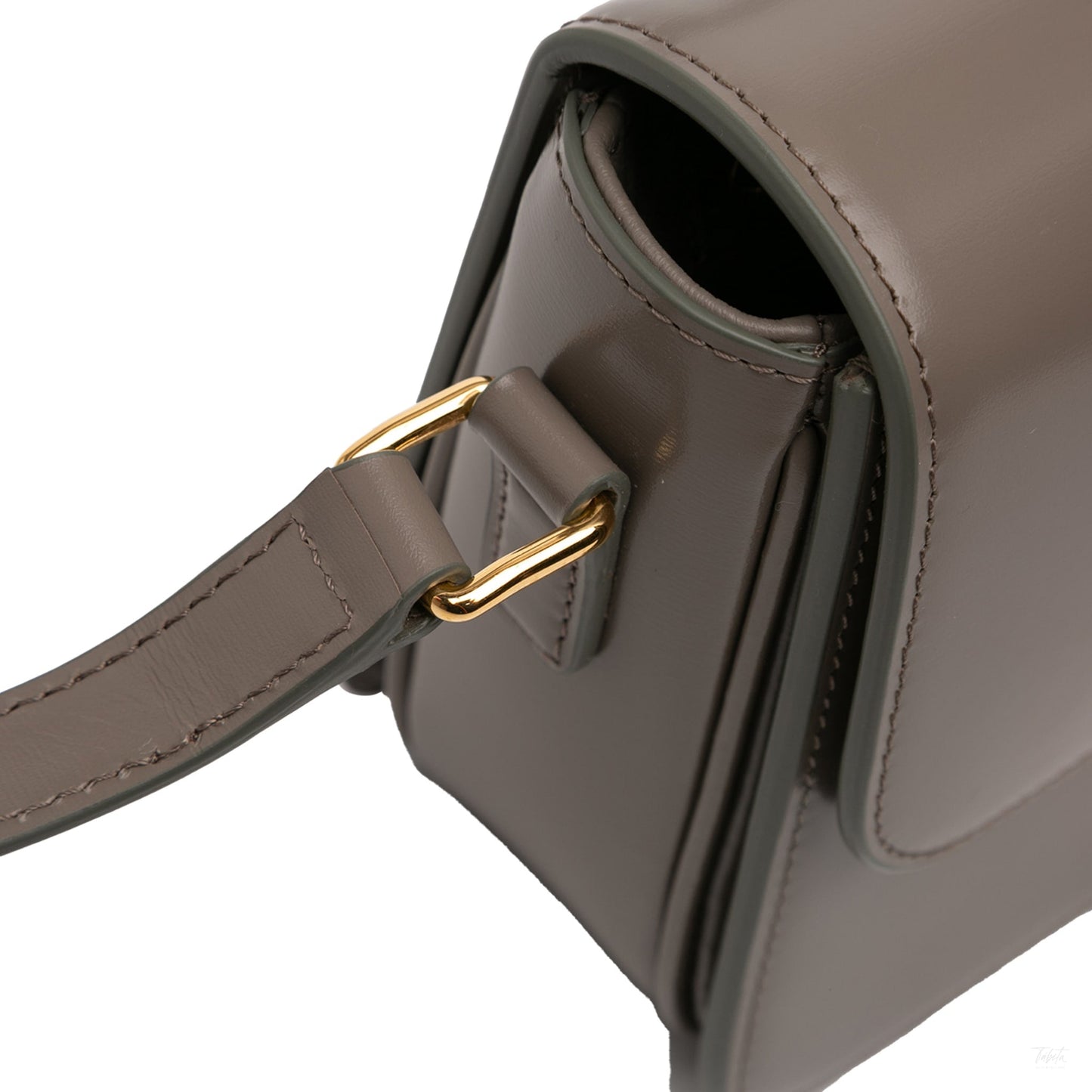 Second hand Céline Triomphe Teen Shiny Calfskin Leather Flap Crossbody Brown - Tabita Bags