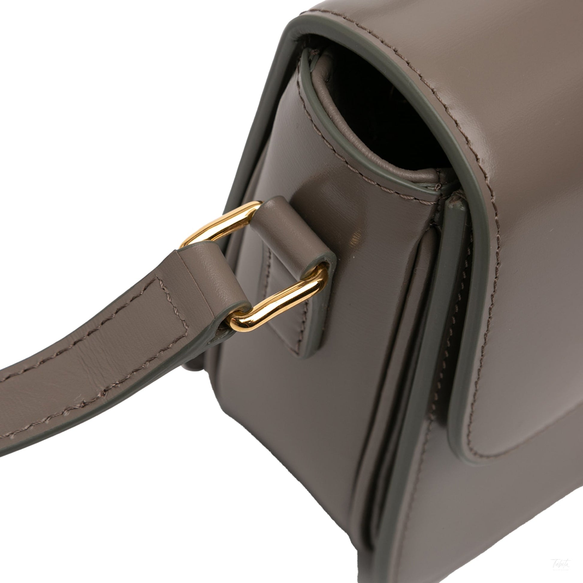 Second hand Céline Triomphe Teen Shiny Calfskin Leather Flap Crossbody Brown - Tabita Bags