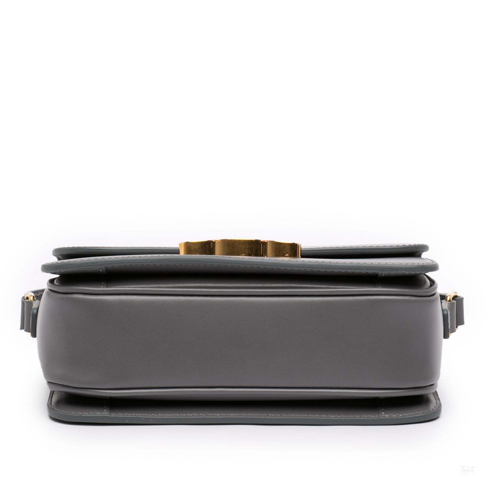 Second hand Céline Triomphe Teen Shiny Calfskin Leather Flap Crossbody Grey - Tabita Bags