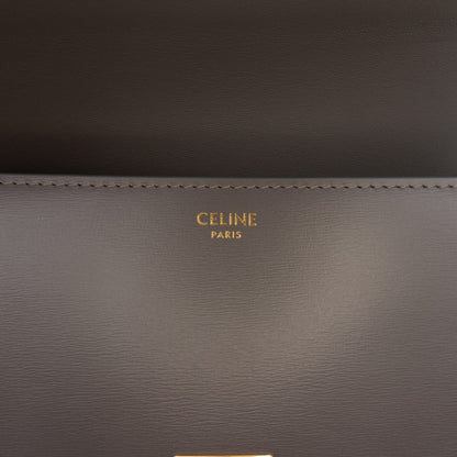 Second hand Céline Triomphe Teen Shiny Calfskin Leather Flap Crossbody Grey - Tabita Bags