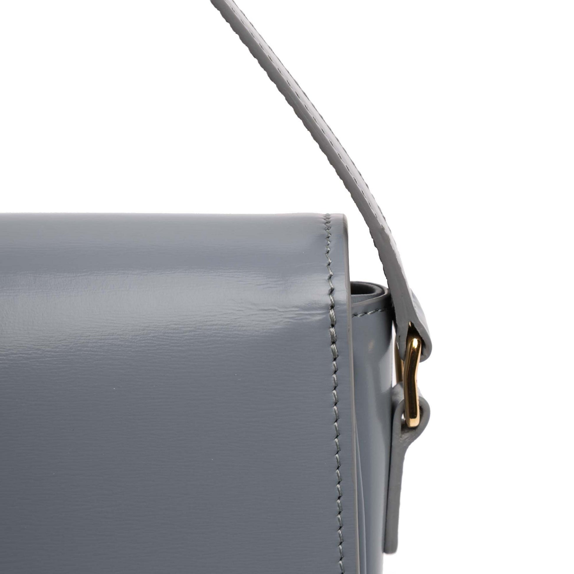 Second hand Céline Triomphe Teen Shiny Calfskin Leather Flap Crossbody Grey - Tabita Bags
