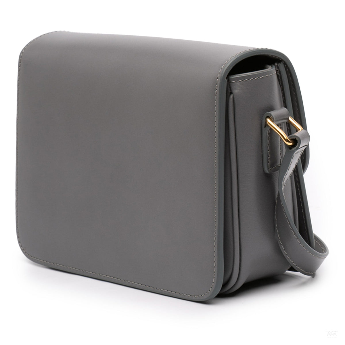 Second hand Céline Triomphe Teen Shiny Calfskin Leather Flap Crossbody Grey - Tabita Bags