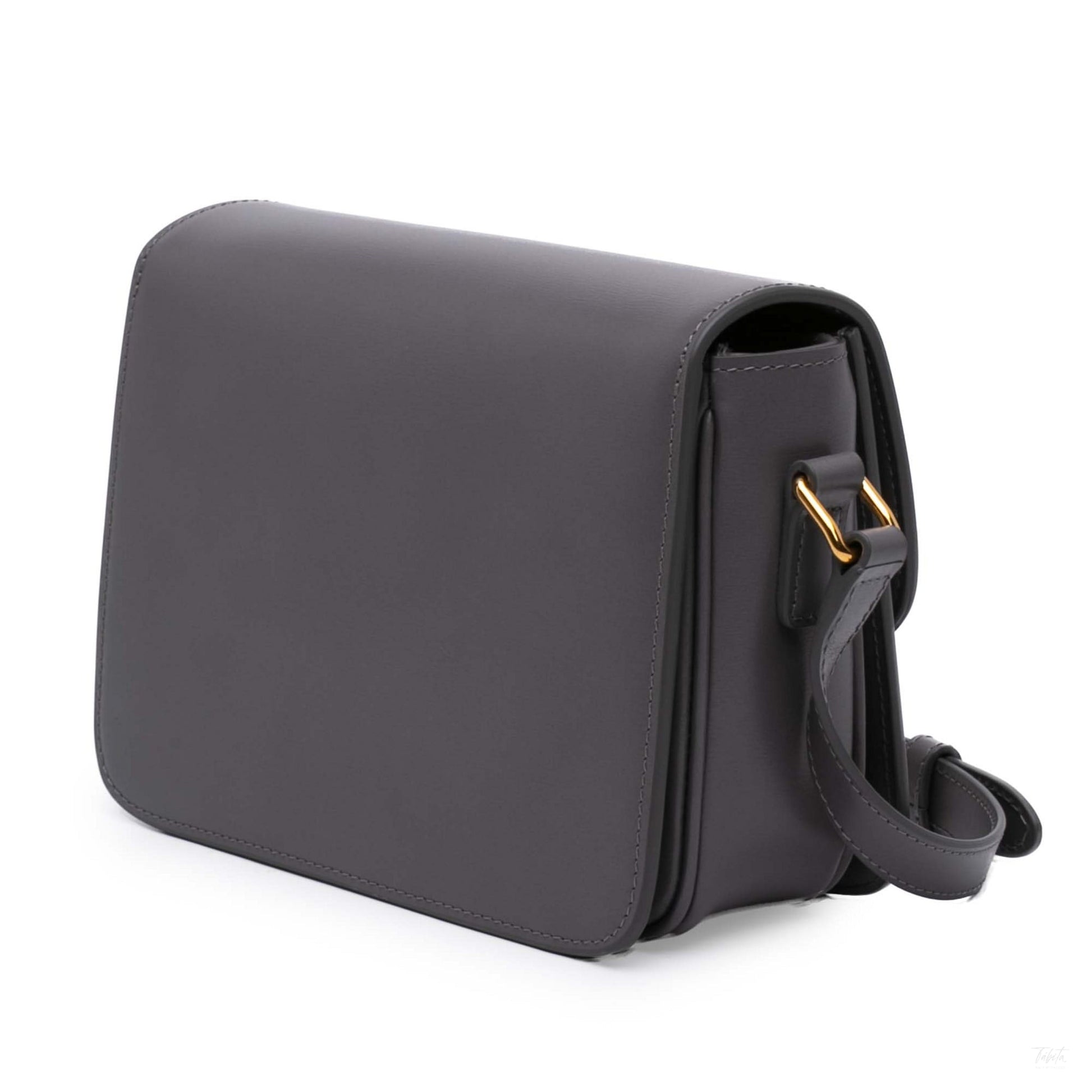 Second hand Céline Triomphe Teen Shiny Calfskin Leather Flap Crossbody Grey - Tabita Bags