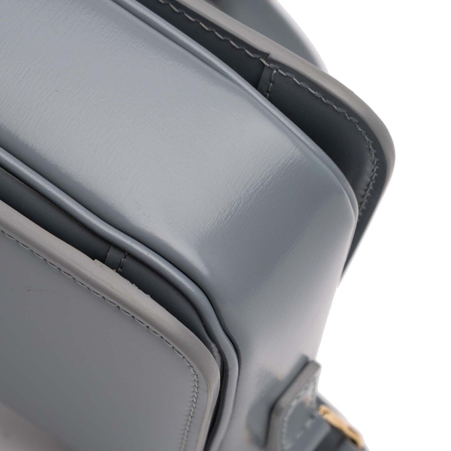 Second hand Céline Triomphe Teen Shiny Calfskin Leather Flap Crossbody Grey - Tabita Bags