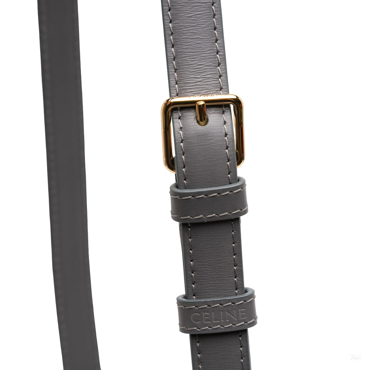 Second hand Céline Triomphe Teen Shiny Calfskin Leather Flap Crossbody Grey - Tabita Bags