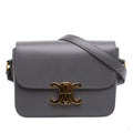 Second hand Céline Triomphe Teen Shiny Calfskin Leather Flap Crossbody Grey - Tabita Bags