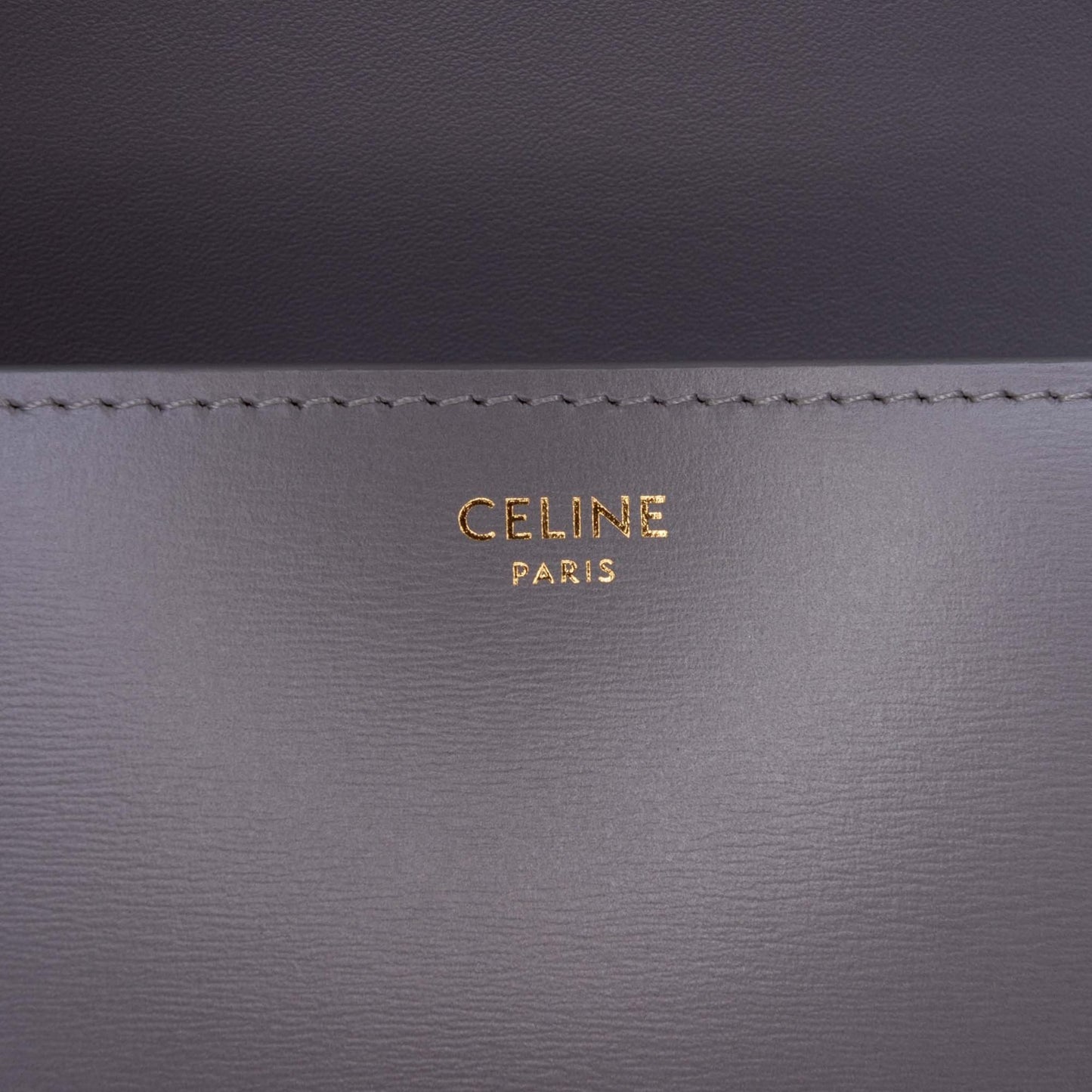 Second hand Céline Triomphe Teen Shiny Calfskin Leather Flap Crossbody Grey - Tabita Bags