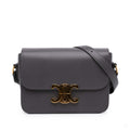 Second hand Céline Triomphe Teen Shiny Calfskin Leather Flap Crossbody Grey - Tabita Bags