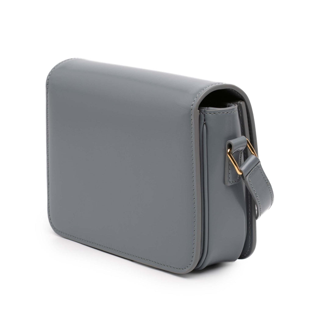 Second hand Céline Triomphe Teen Shiny Calfskin Leather Flap Crossbody Grey - Tabita Bags