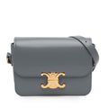 Second hand Céline Triomphe Teen Shiny Calfskin Leather Flap Crossbody Grey - Tabita Bags