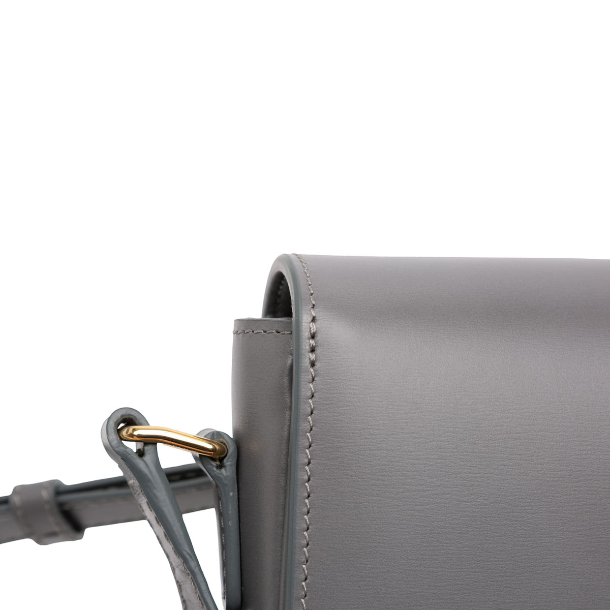 Second hand Céline Triomphe Teen Shiny Calfskin Leather Flap Crossbody Grey - Tabita Bags