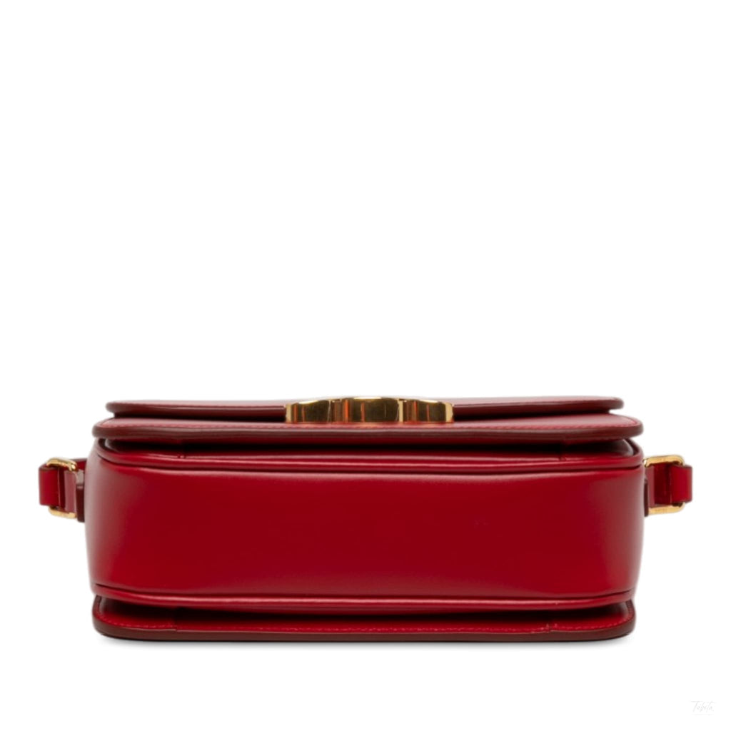 Second hand Céline Triomphe Teen Shiny Calfskin Leather Flap Crossbody Red - Tabita Bags