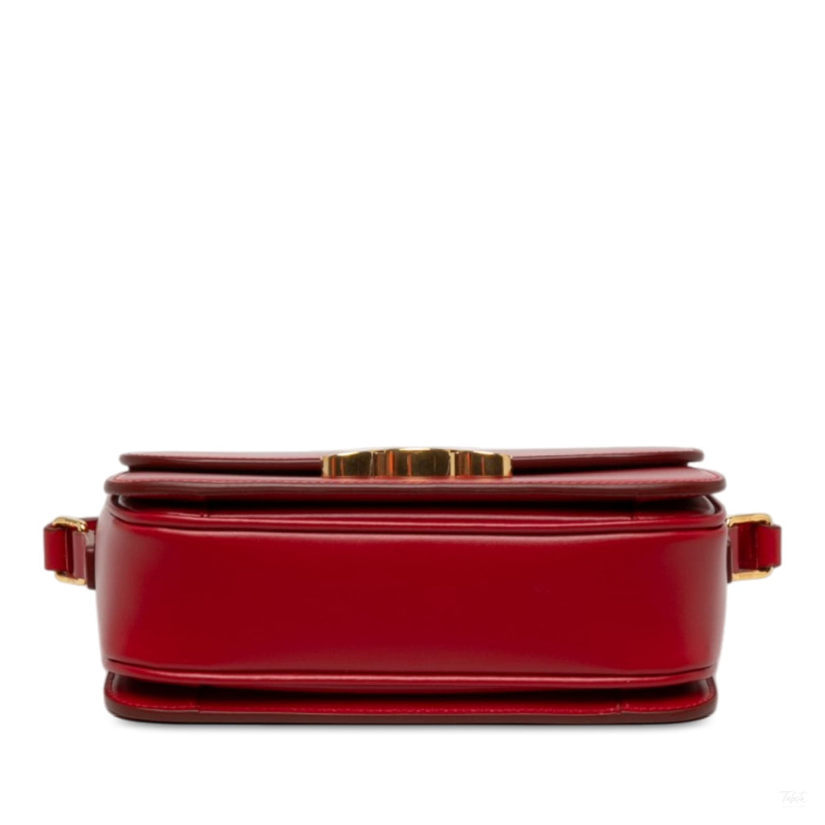 Second hand Céline Triomphe Teen Shiny Calfskin Leather Flap Crossbody Red - Tabita Bags