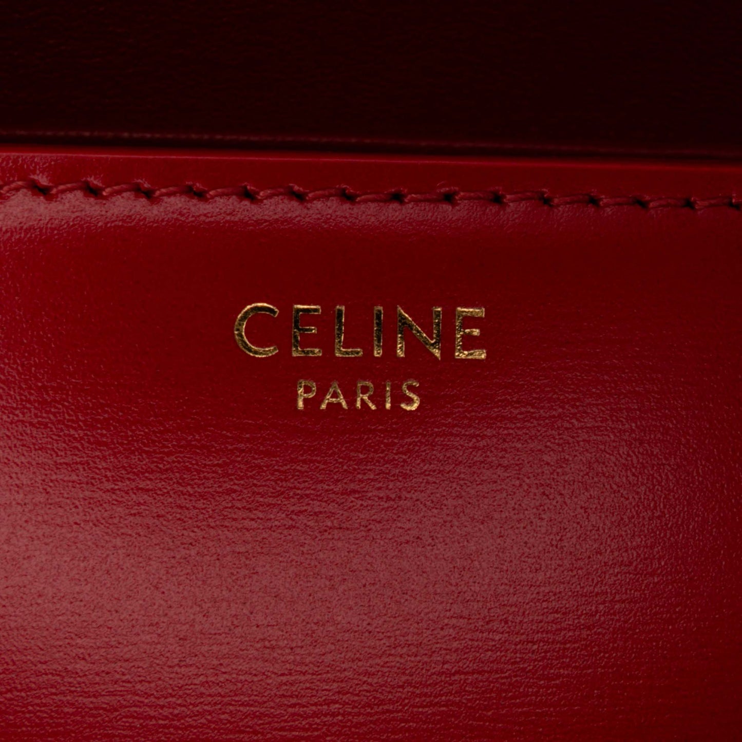 Second hand Céline Triomphe Teen Shiny Calfskin Leather Flap Crossbody Red - Tabita Bags