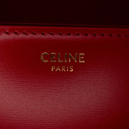 Second hand Céline Triomphe Teen Shiny Calfskin Leather Flap Crossbody Red - Tabita Bags
