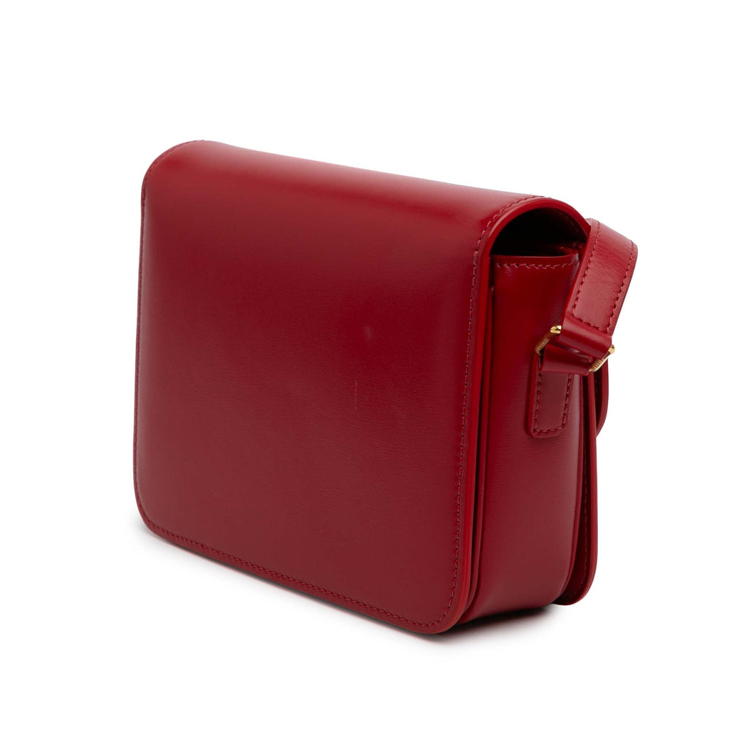 Second hand Céline Triomphe Teen Shiny Calfskin Leather Flap Crossbody Red - Tabita Bags