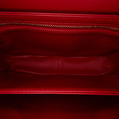 Second hand Céline Triomphe Teen Shiny Calfskin Leather Flap Crossbody Red - Tabita Bags