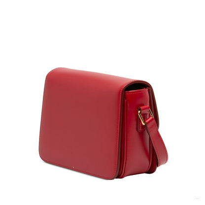 Second hand Céline Triomphe Teen Shiny Calfskin Leather Flap Crossbody Red - Tabita Bags