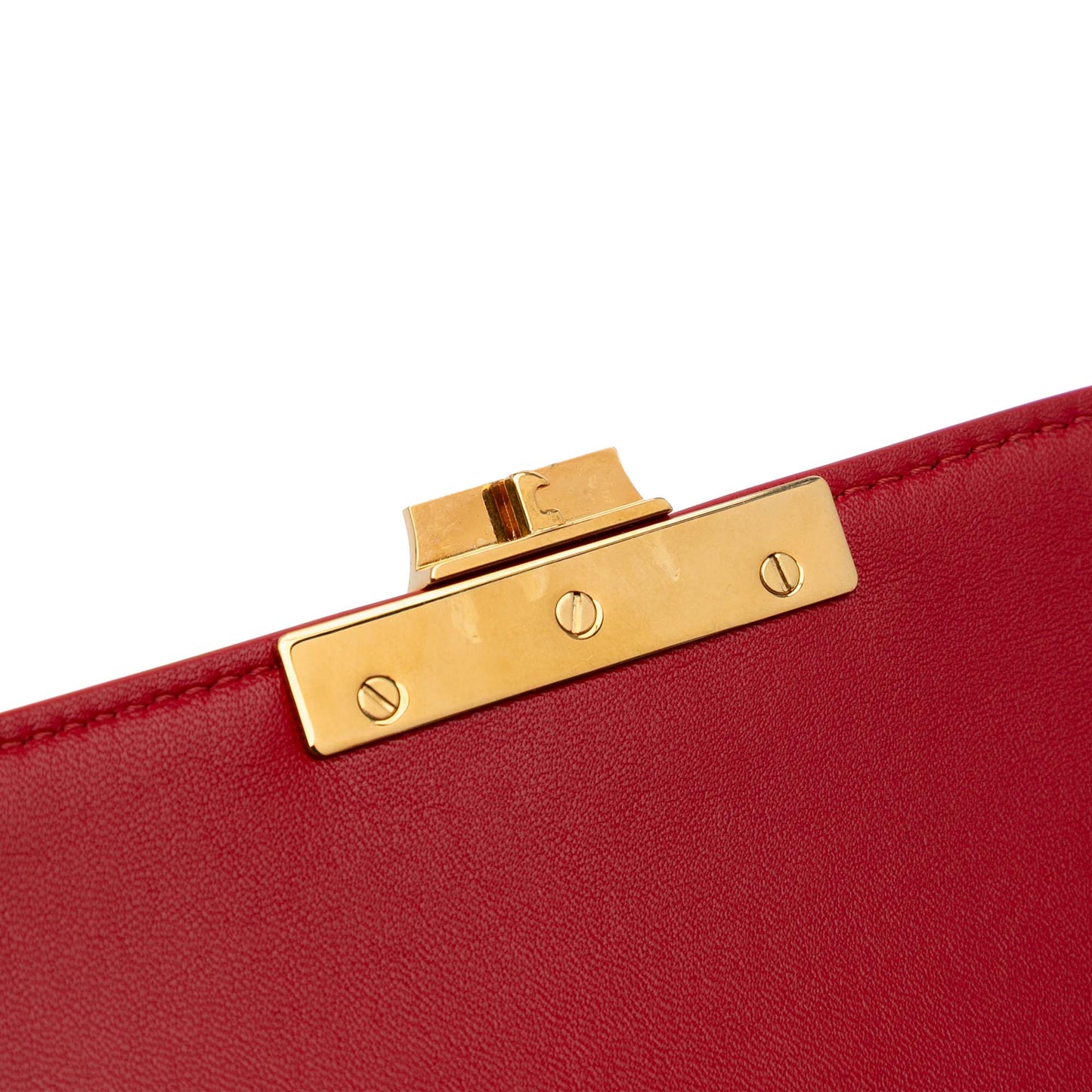 Second hand Céline Triomphe Teen Shiny Calfskin Leather Flap Crossbody Red - Tabita Bags