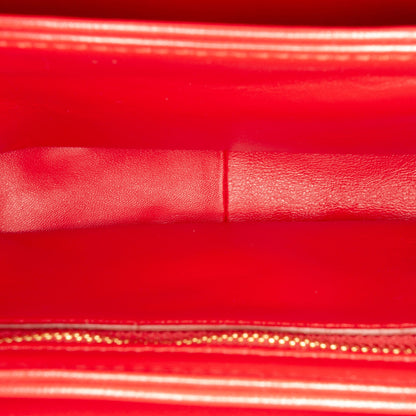 Second hand Céline Triomphe Teen Shiny Calfskin Leather Flap Crossbody Red - Tabita Bags