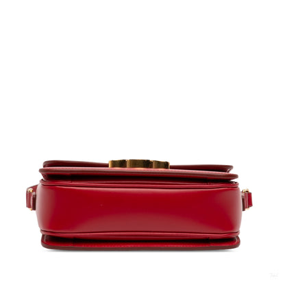 Second hand Céline Triomphe Teen Shiny Calfskin Leather Flap Crossbody Red - Tabita Bags