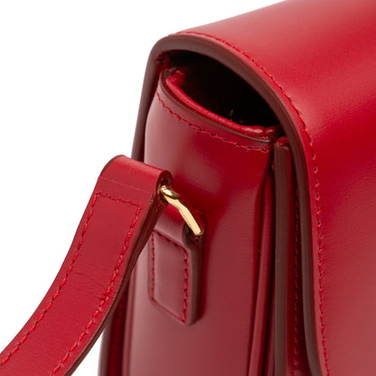 Second hand Céline Triomphe Teen Shiny Calfskin Leather Flap Crossbody Red - Tabita Bags
