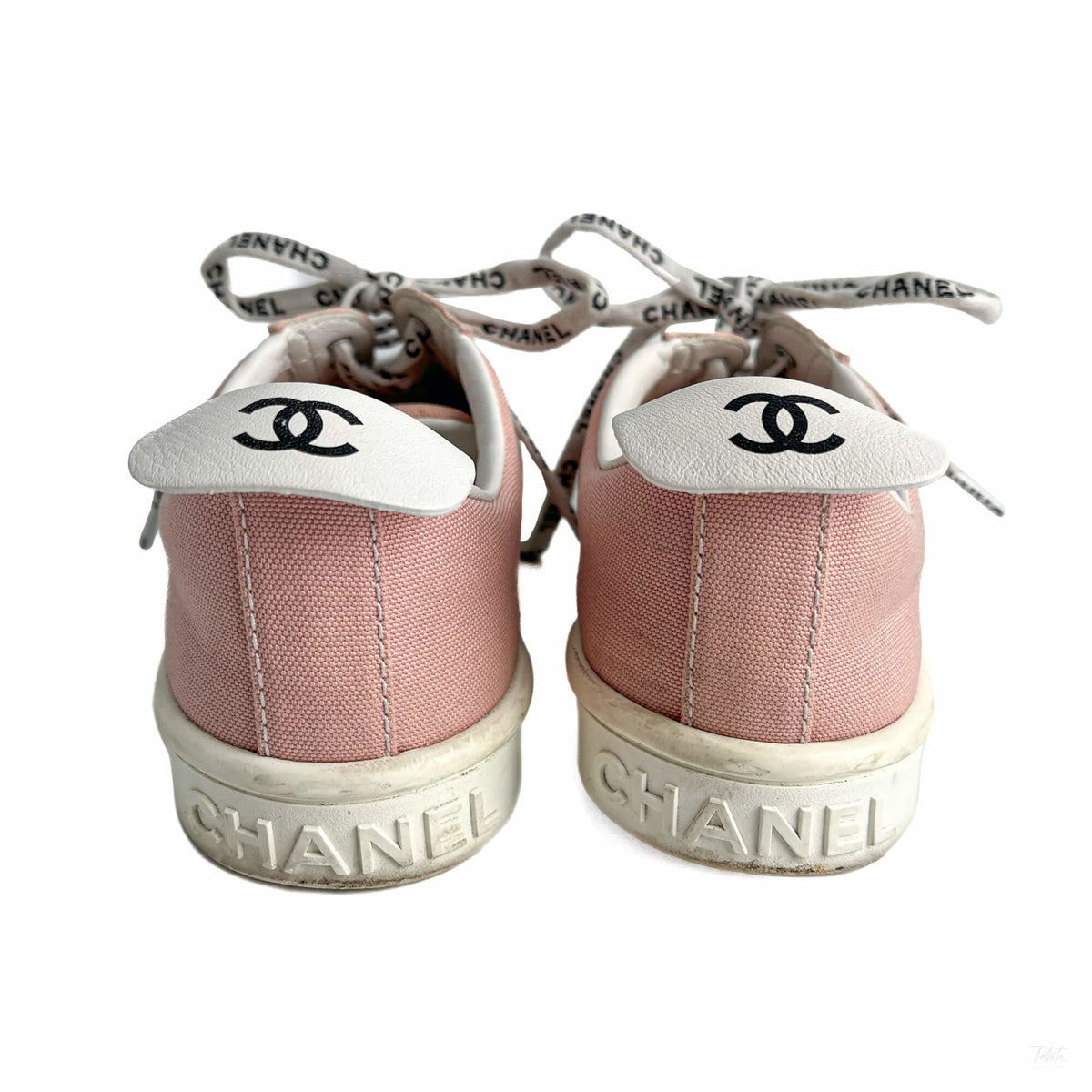 Second hand Chanel 19C Weekender Canvas Sneakers 38 Dust Pink - Tabita Bags