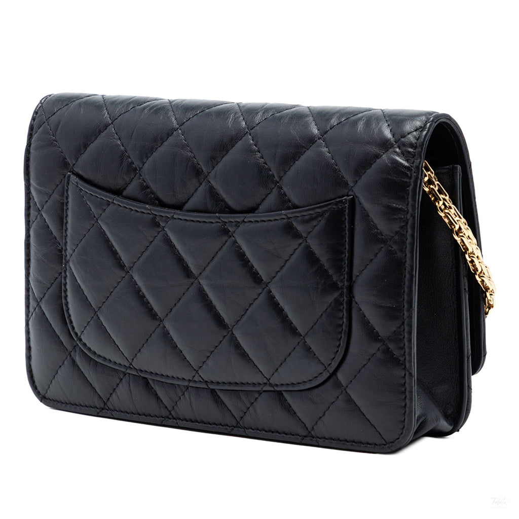 Second hand Chanel 2.55 Reissue Aged Calfskin Leather Wallet on Chain Clutch Black - Tabita Bags