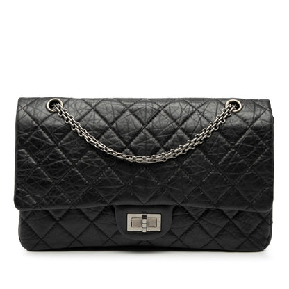 Second hand Chanel 2.55 Reissue Maxi Calfskin Leather Matelassè Flap Shoulder Bag Black - Tabita Bags