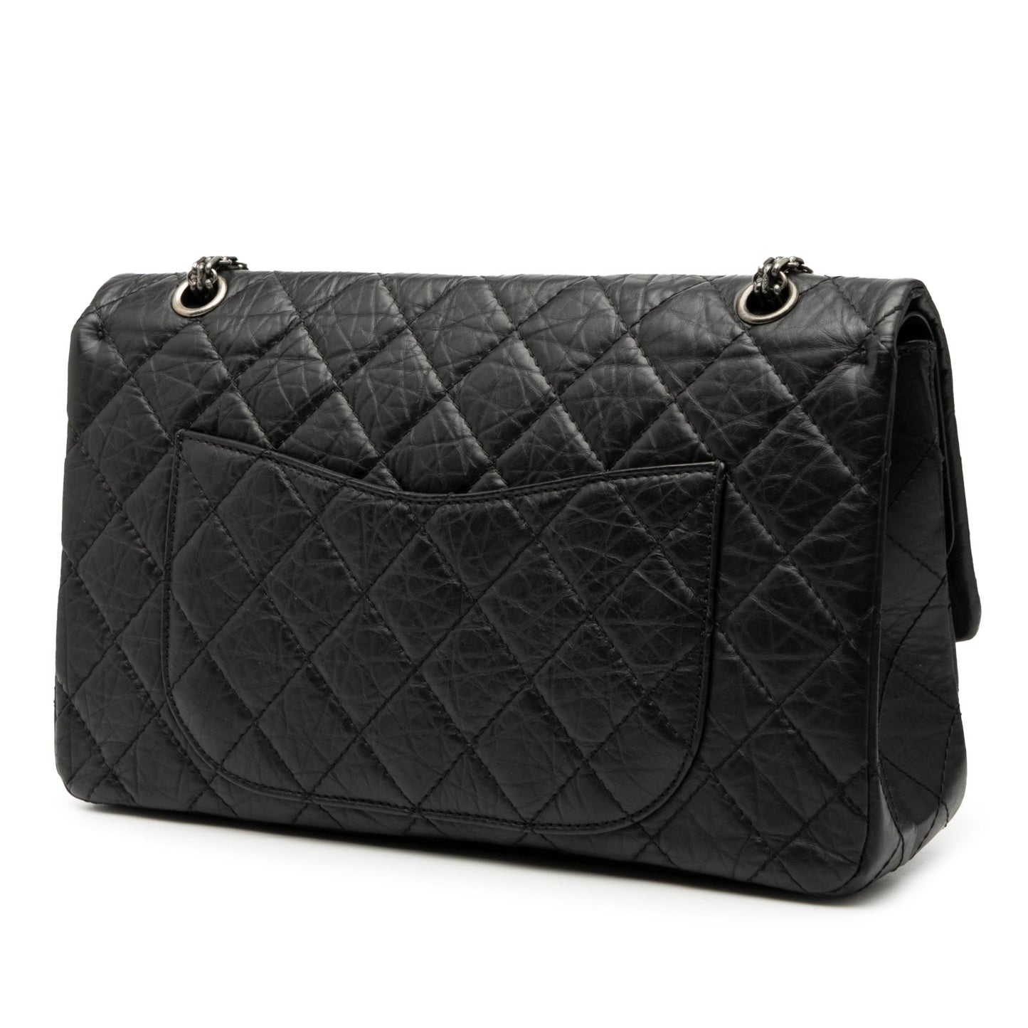 Second hand Chanel 2.55 Reissue Maxi Calfskin Leather Matelassè Flap Shoulder Bag Black - Tabita Bags