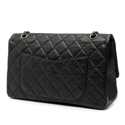 Second hand Chanel 2.55 Reissue Maxi Calfskin Leather Matelassè Flap Shoulder Bag Black - Tabita Bags