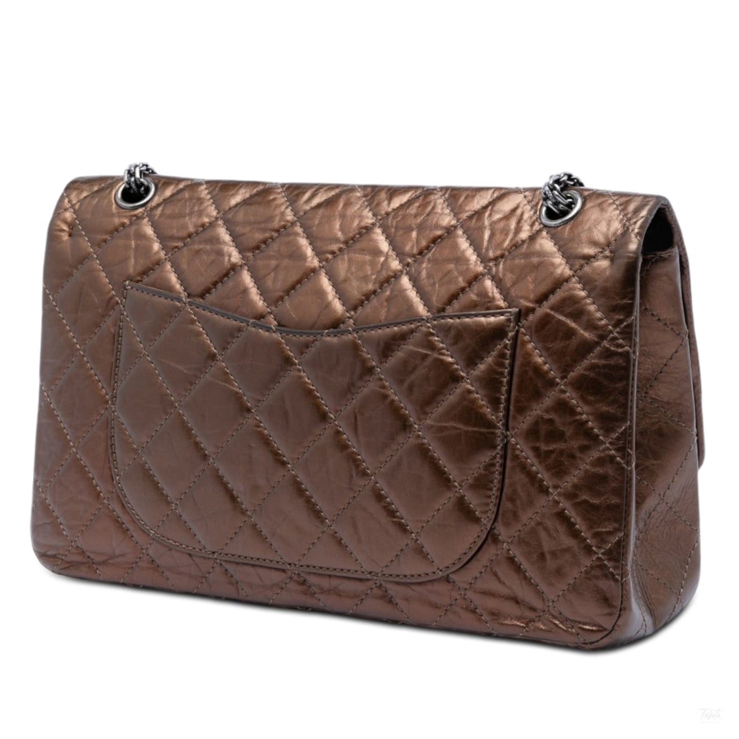 Second hand Chanel 2.55 Reissue Maxi Calfskin Leather Matelassè Flap Shoulder Bag Brown - Tabita Bags