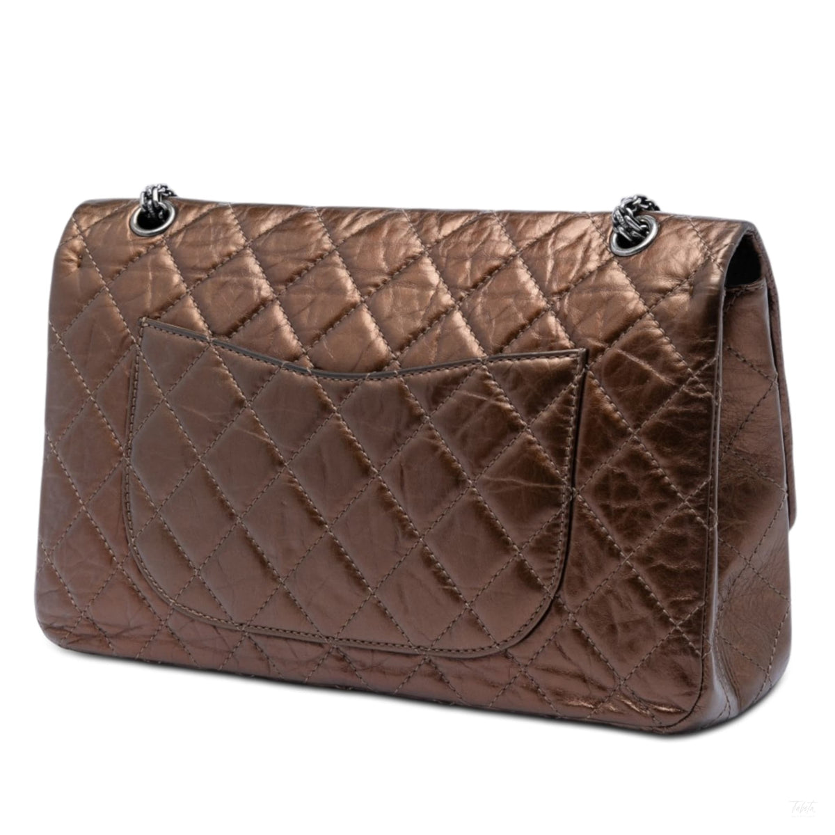 Second hand Chanel 2.55 Reissue Maxi Calfskin Leather Matelassè Flap Shoulder Bag Brown - Tabita Bags