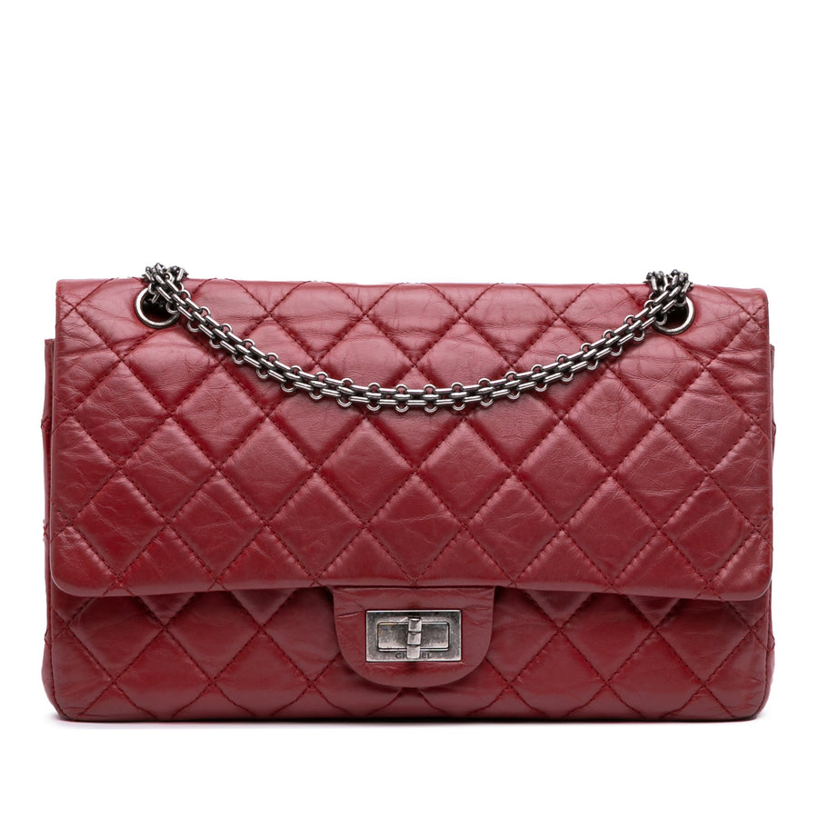 Second hand Chanel 2.55 Reissue Maxi Lambskin Leather Matelassè Flap Shoulder Bag Red - Tabita Bags