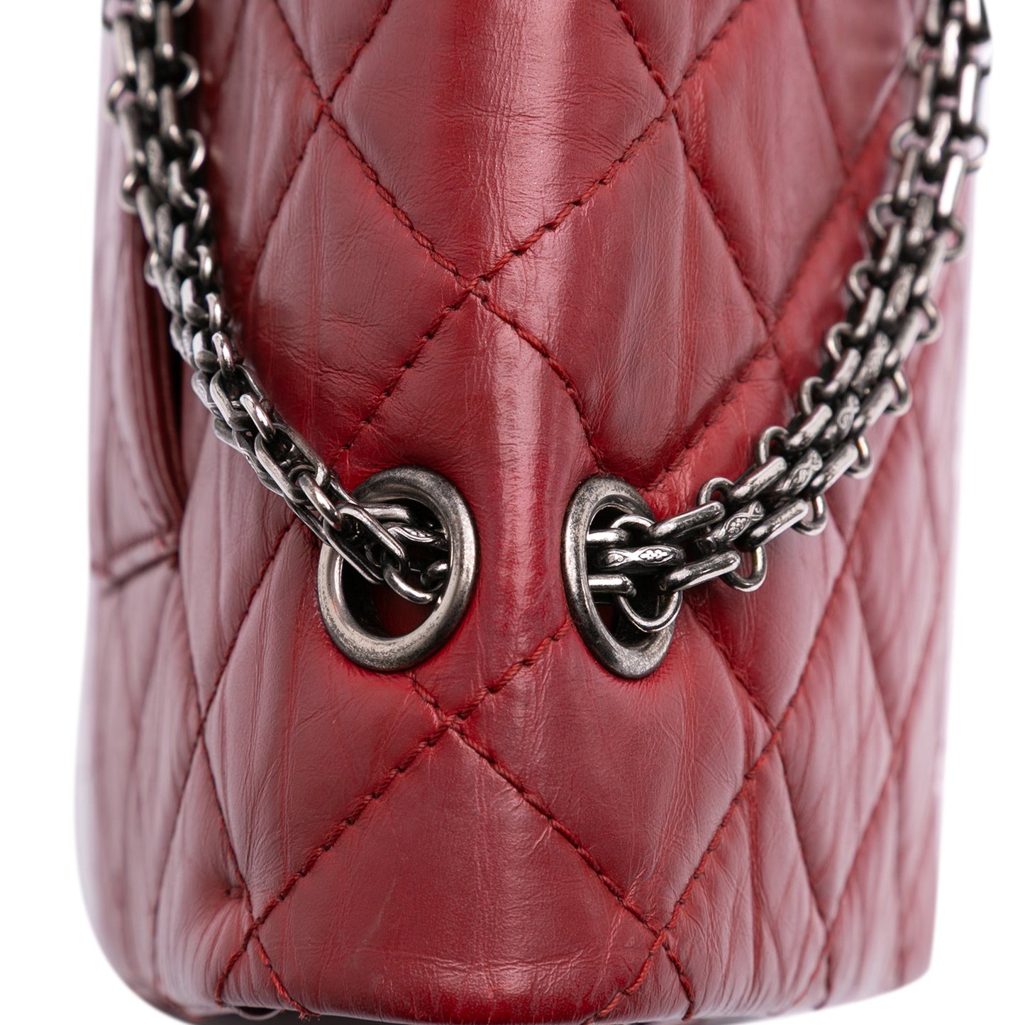 Second hand Chanel 2.55 Reissue Maxi Lambskin Leather Matelassè Flap Shoulder Bag Red - Tabita Bags