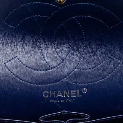 Second hand Chanel 2.55 Reissue Maxi Patent Leather Matelassè Flap Shoulder Bag Blue - Tabita Bags
