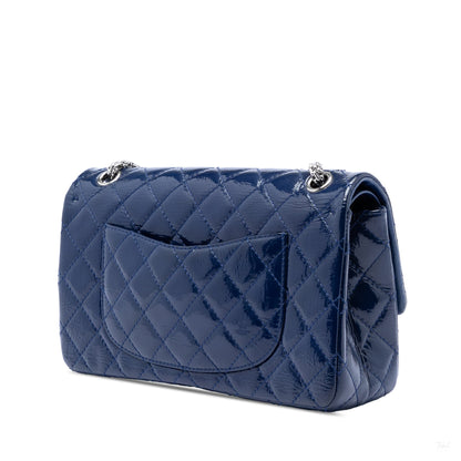 Second hand Chanel 2.55 Reissue Maxi Patent Leather Matelassè Flap Shoulder Bag Blue - Tabita Bags