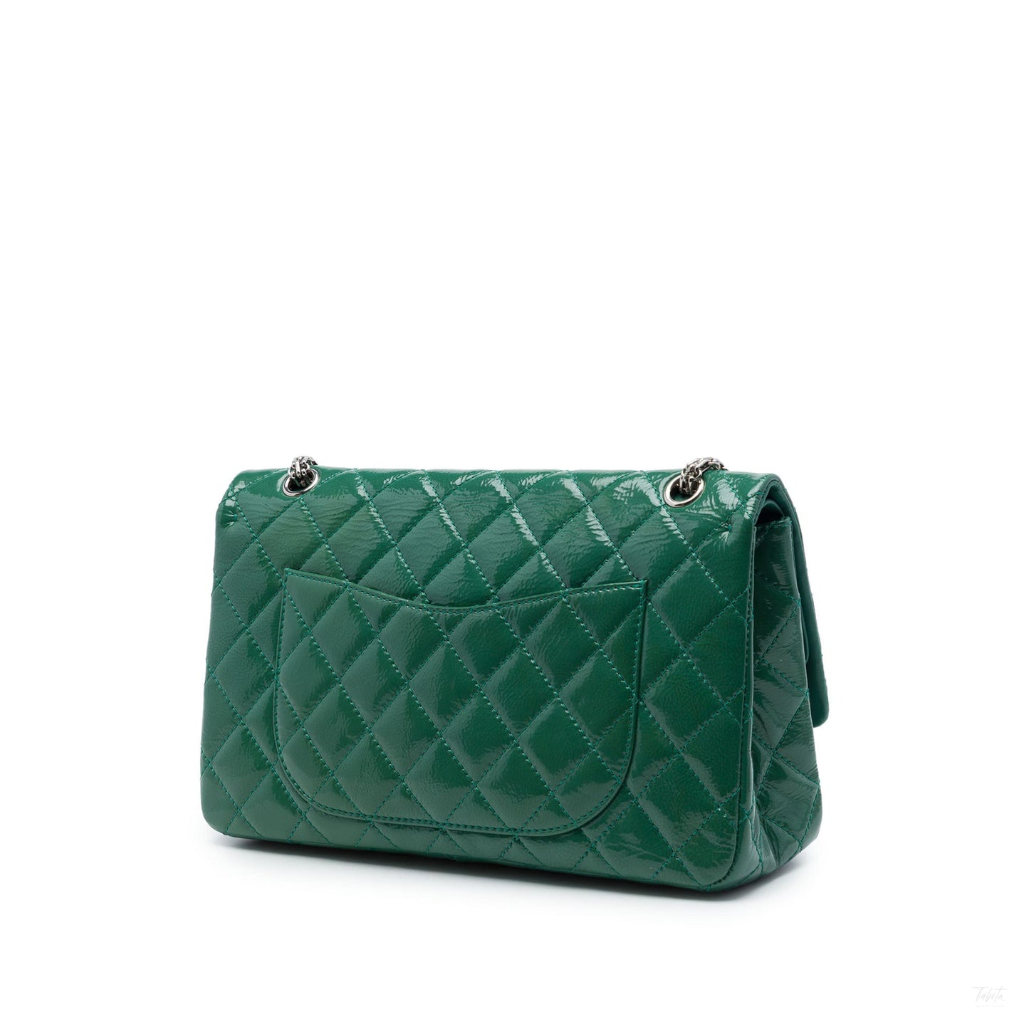 Second hand Chanel 2.55 Reissue Maxi Patent Leather Matelassè Flap Shoulder Bag Green - Tabita Bags