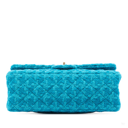 Second hand Chanel 2.55 Reissue Tweed Matelassè Flap Shoulder Bag Blue - Tabita Bags