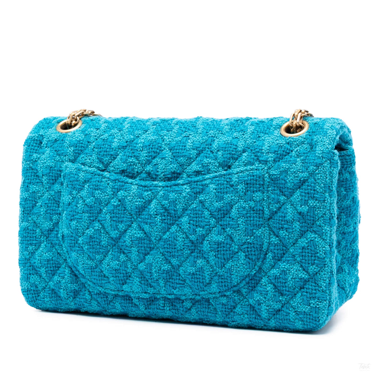Second hand Chanel 2.55 Reissue Tweed Matelassè Flap Shoulder Bag Blue - Tabita Bags