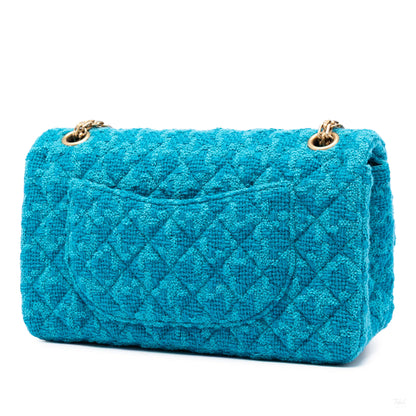 Second hand Chanel 2.55 Reissue Tweed Matelassè Flap Shoulder Bag Blue - Tabita Bags