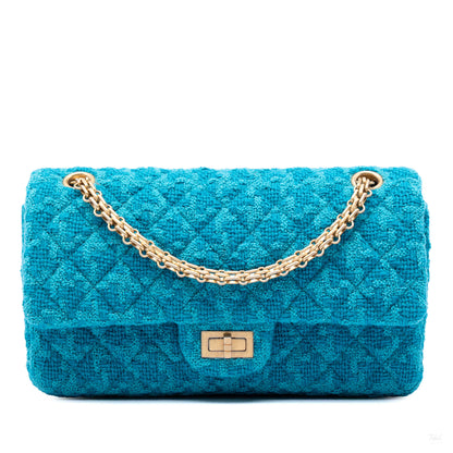 Second hand Chanel 2.55 Reissue Tweed Matelassè Flap Shoulder Bag Blue - Tabita Bags