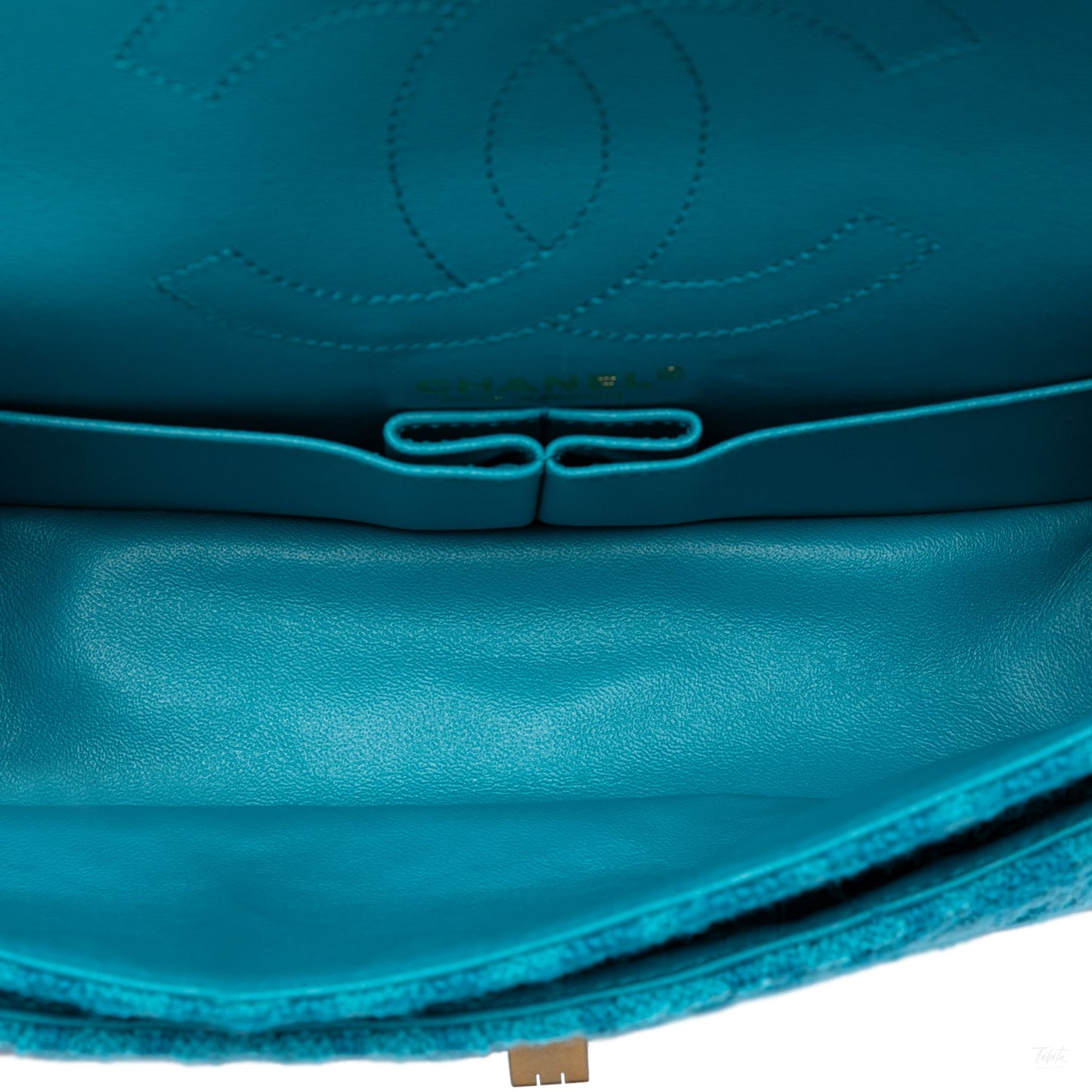 Second hand Chanel 2.55 Reissue Tweed Matelassè Flap Shoulder Bag Blue - Tabita Bags