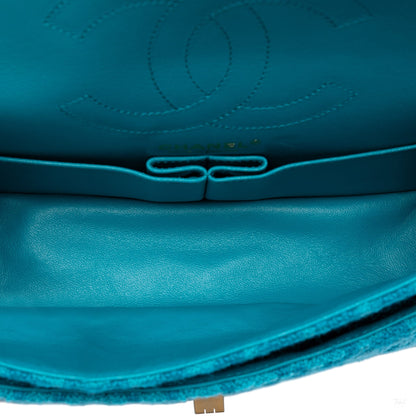 Second hand Chanel 2.55 Reissue Tweed Matelassè Flap Shoulder Bag Blue - Tabita Bags